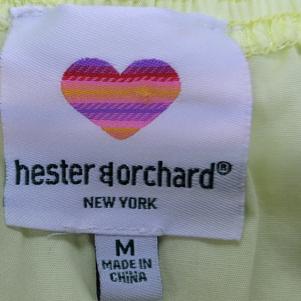 Hester & Orchard Yellow Smocked Ruffle V-Neck Puff Sleeve Blouse Medium - Picture 4 of 16